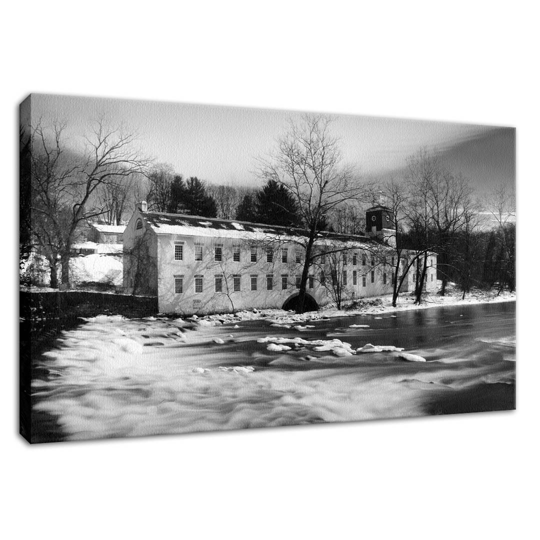 Winter at Powder Mill Rural Landscape Fine Art Canvas Wall Art Prints - PIPAFINEART