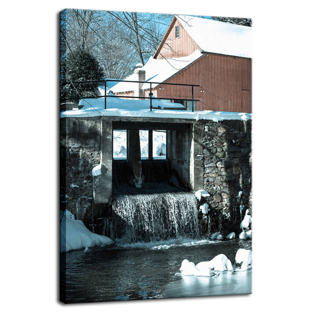 Winter Mill Rural Landscape Photograph Fine Art Canvas Wall Art Prints - PIPAFINEART