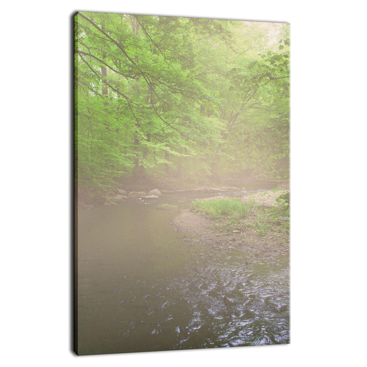 Early Morning Fog on the River Landscape Photo Fine Art Canvas Wall Art Prints - PIPAFINEART