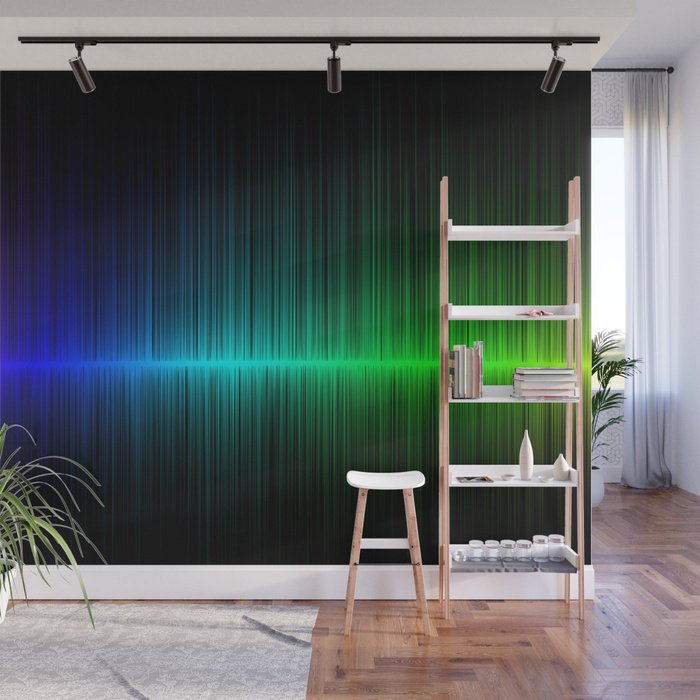 Rainbow Radio Waves - Peel and Stick Removable Wallpaper Full Size Wall Mural - PIPAFINEART