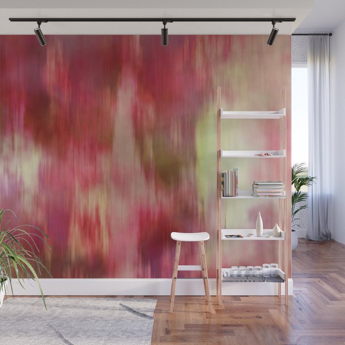 Red Fusion Illustration - Peel and Stick Removable Wallpaper Full Size Wall Mural - PIPAFINEART