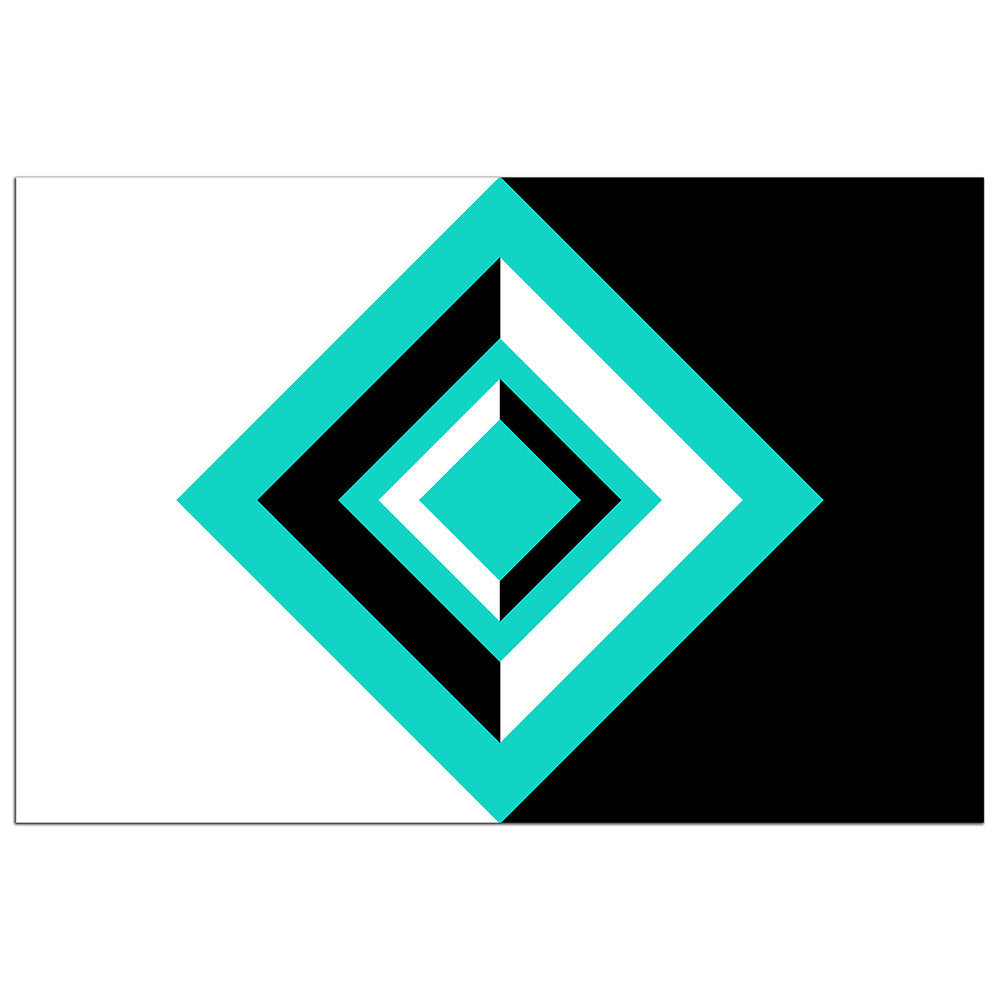 Teal, Black, and White Geometric Shapes - Peel and Stick Removable Wallpaper Full Size Wall Mural - PIPAFINEART