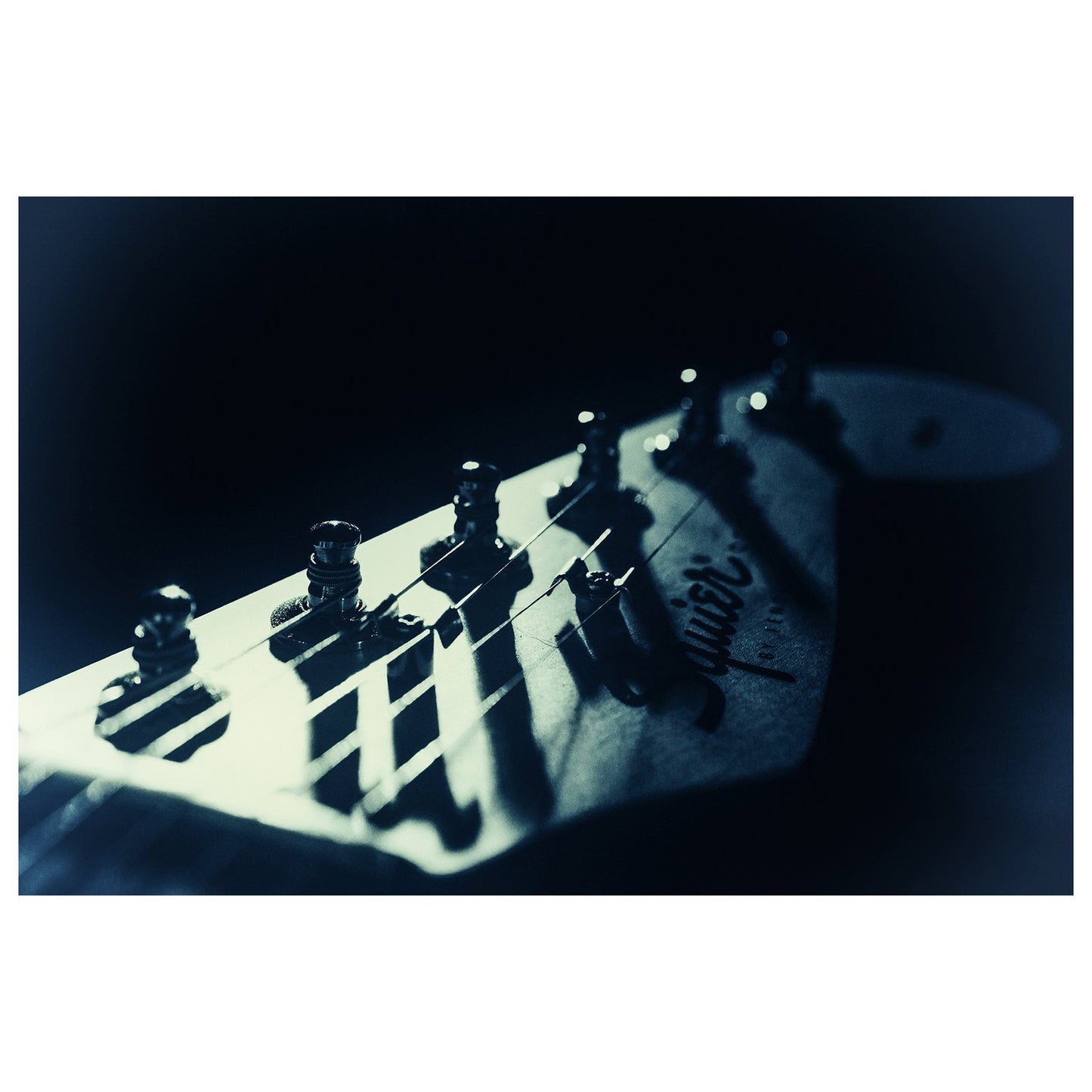 Squire Electric Guitar Head Colorized Black and White Abstract Photo Fine Art Canvas & Unframed Wall Art Prints  - PIPAFINEART