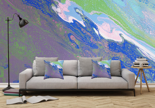 Removable Wall Mural - Wallpaper  Abstract Artwork - Fluid Art Pour 9  - PIPAFINEART