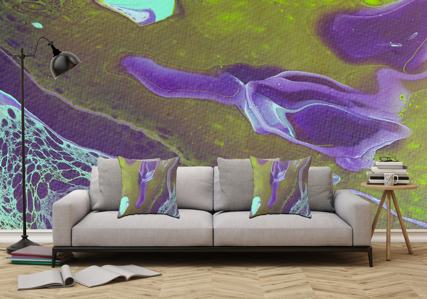 Removable Wall Mural - Wallpaper Abstract Artwork - Fluid Art Pour 32 - PIPAFINEART