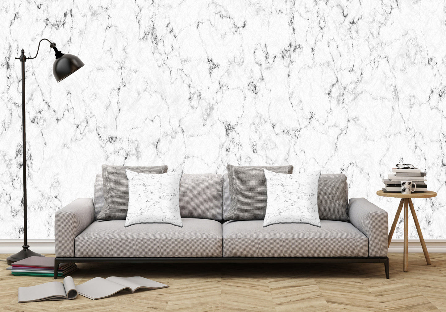 Marble Stone White, Black and Gray 2 Texture - Adhesive Wallpaper - Removable Wallpaper - Wall Sticker - Full Size Wall Mural - PIPAFINEART