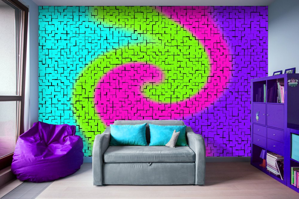 Tile Twirl - Peel and Stick Removable Wallpaper Full Size Wall Mural - PIPAFINEART