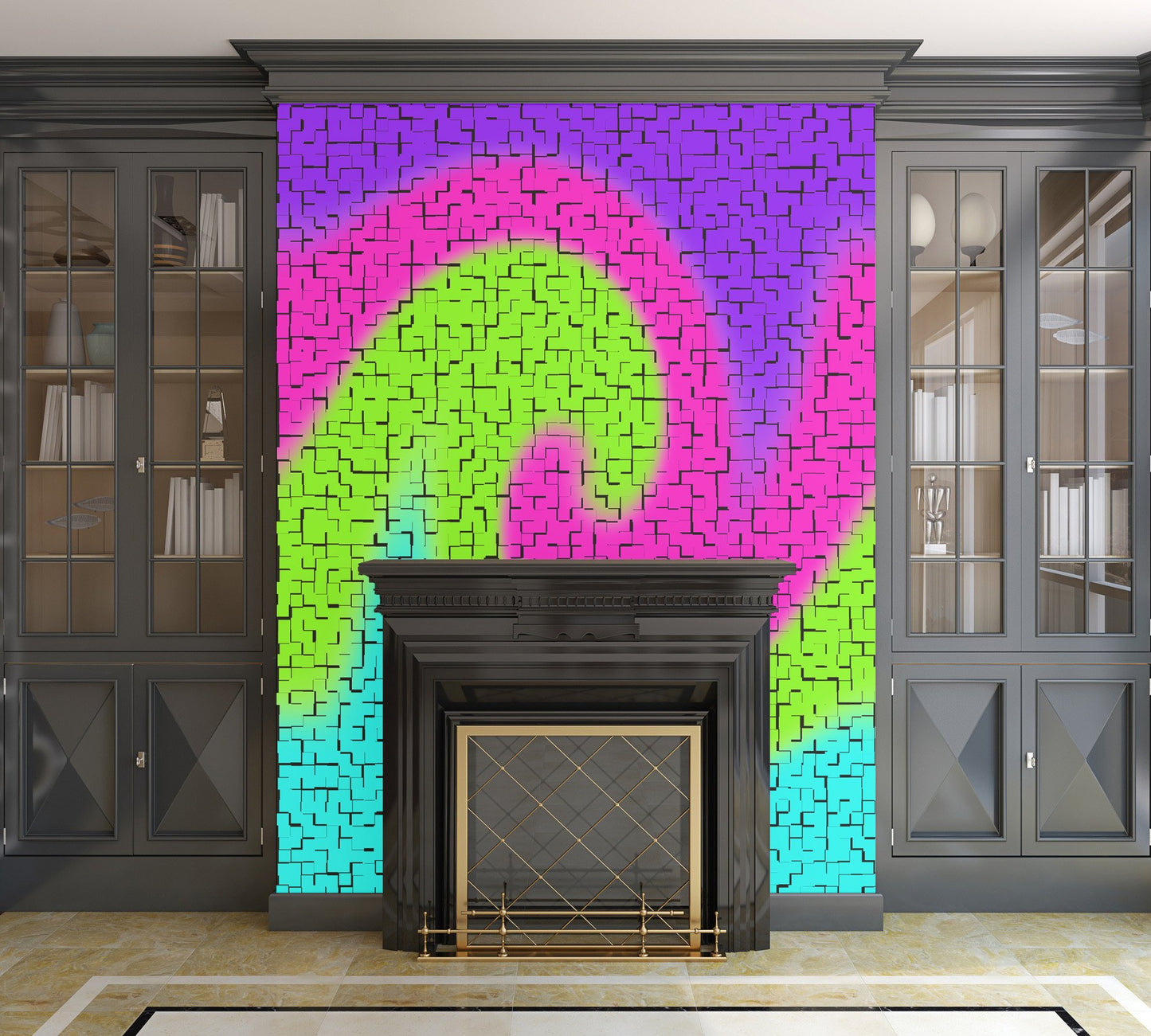 Tile Twirl - Peel and Stick Removable Wallpaper Full Size Wall Mural - PIPAFINEART