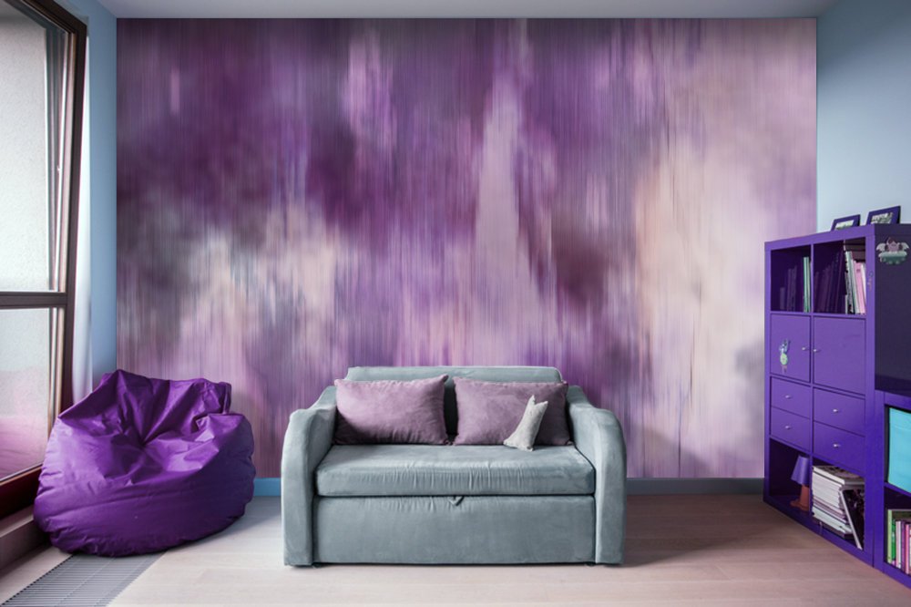 Purple Fusion Watercolor Patches - Peel and Stick Removable Wallpaper Full Size Wall Mural - PIPAFINEART
