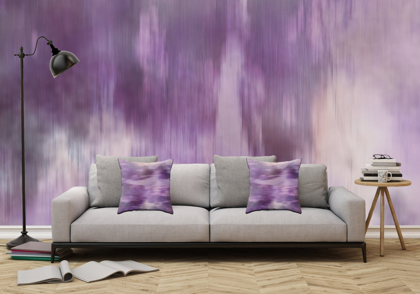 Purple Fusion Watercolor Patches - Peel and Stick Removable Wallpaper Full Size Wall Mural - PIPAFINEART