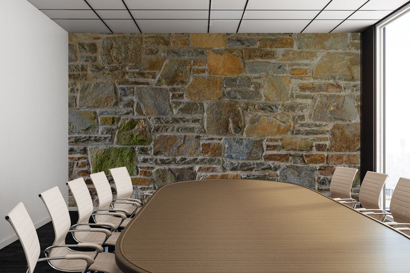 Avondale Brown Stone Wall and Mortar Texture - Peel and Stick Removable Wallpaper Full Size Wall Mural - PIPAFINEART