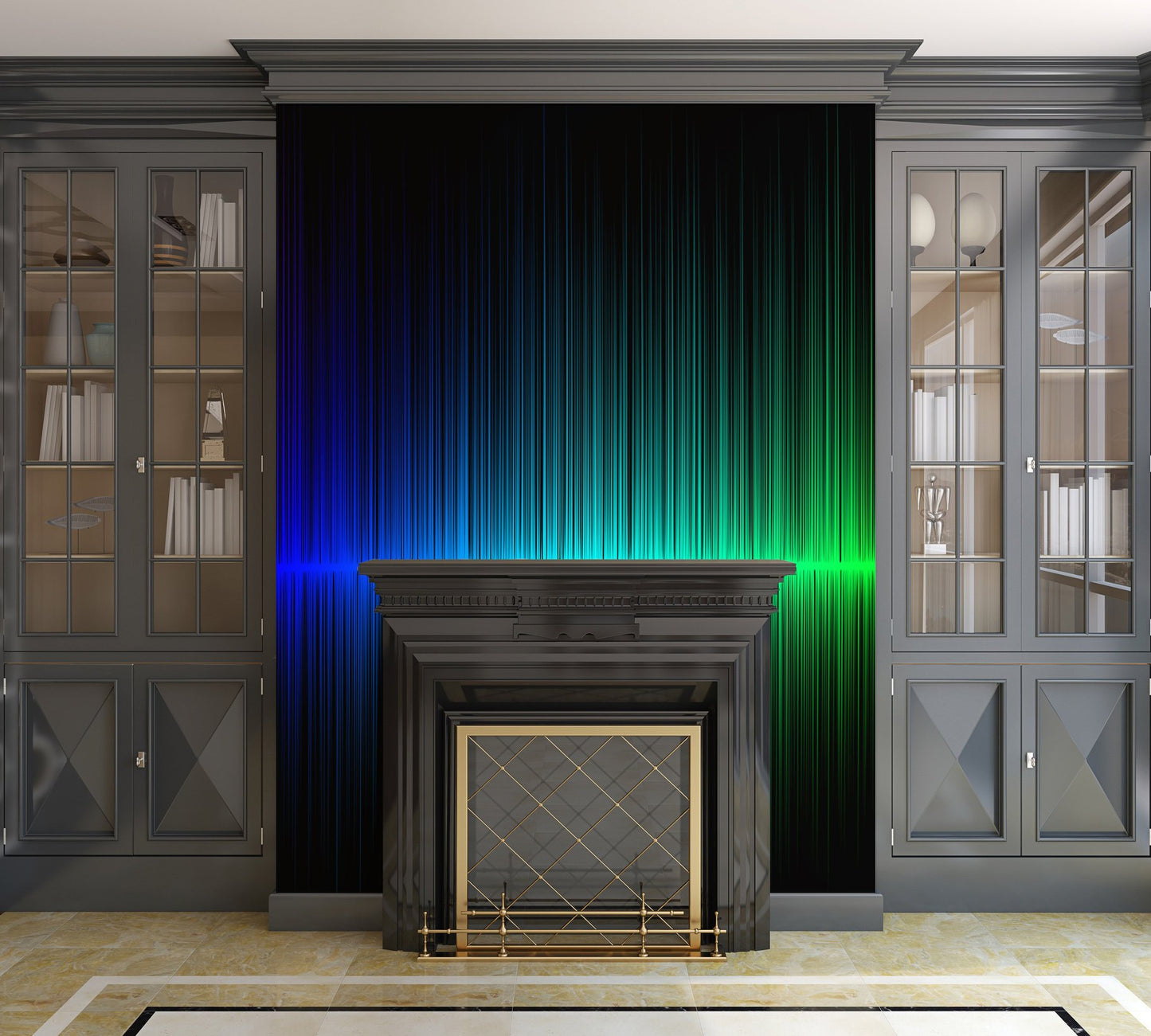 Rainbow Radio Waves - Peel and Stick Removable Wallpaper Full Size Wall Mural - PIPAFINEART