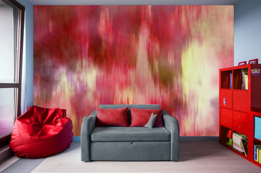 Red Fusion Illustration - Peel and Stick Removable Wallpaper Full Size Wall Mural - PIPAFINEART