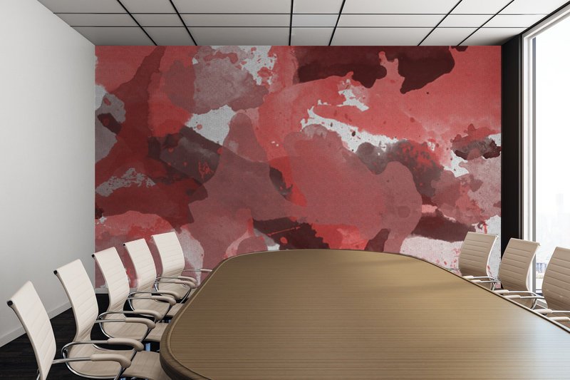 Red Splatters Watercolor - Peel and Stick Removable Wallpaper Full Size Wall Mural - PIPAFINEART