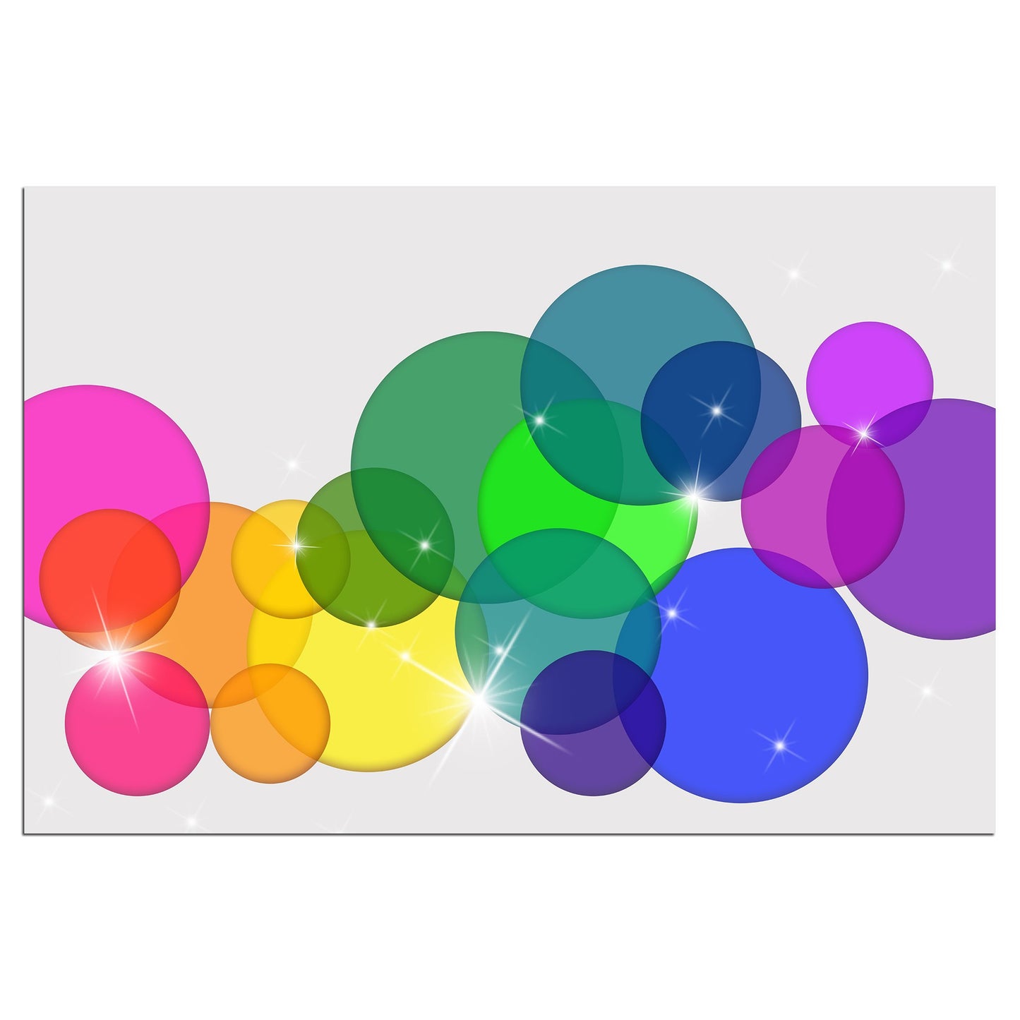 Translucent Rainbow Colored Circles Illustration - Adhesive Wallpaper - Removable Wallpaper - Wall Sticker - Full Size Wall Mural  - PIPAFINEART