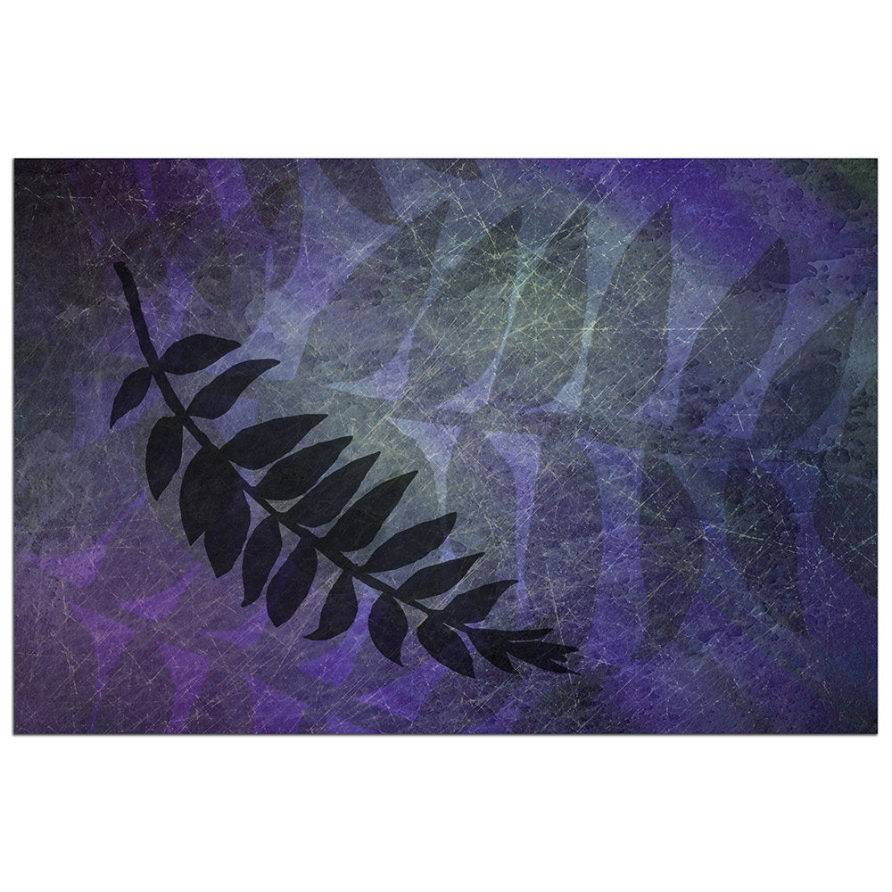 Purple Grunge with Foliage - Peel and Stick Removable Wallpaper Full Size Wall Mural - PIPAFINEART