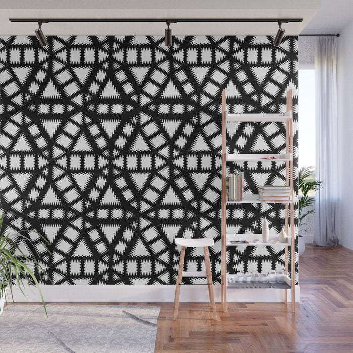Black and White Pinwheel Illustration - Adhesive Wallpaper - Removable Wallpaper - Wall Sticker - Full Size Wall Mural - PIPAFINEART