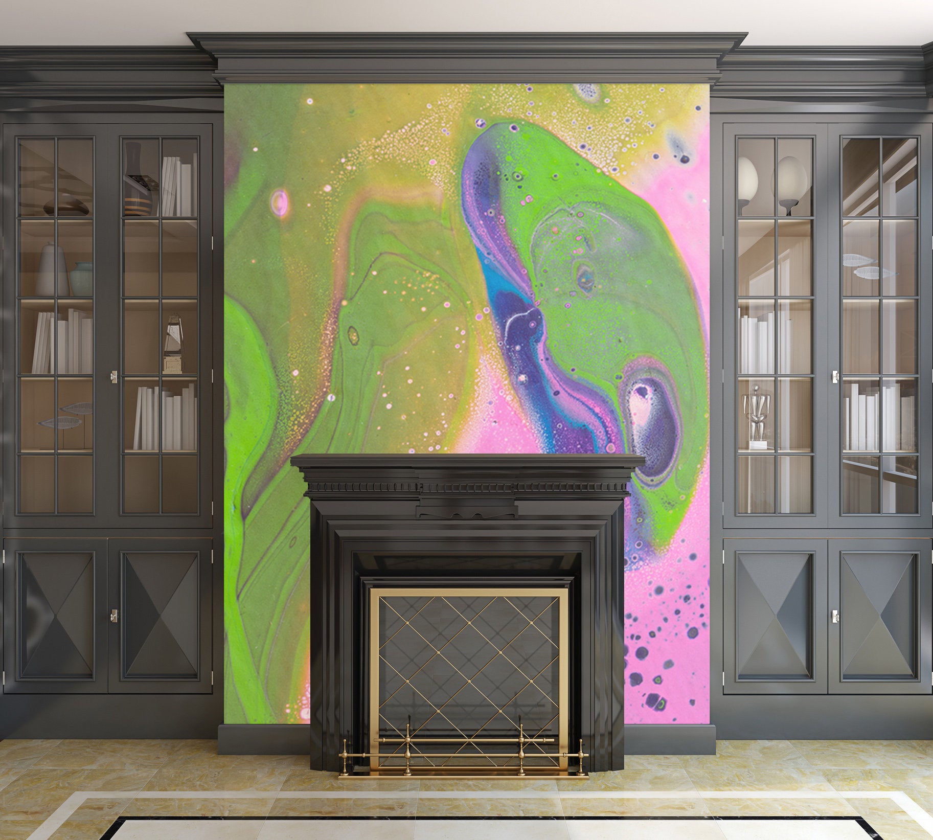 Removable Wall Mural - Wallpaper  Abstract Artwork - Fluid Art Pour 30  - PIPAFINEART