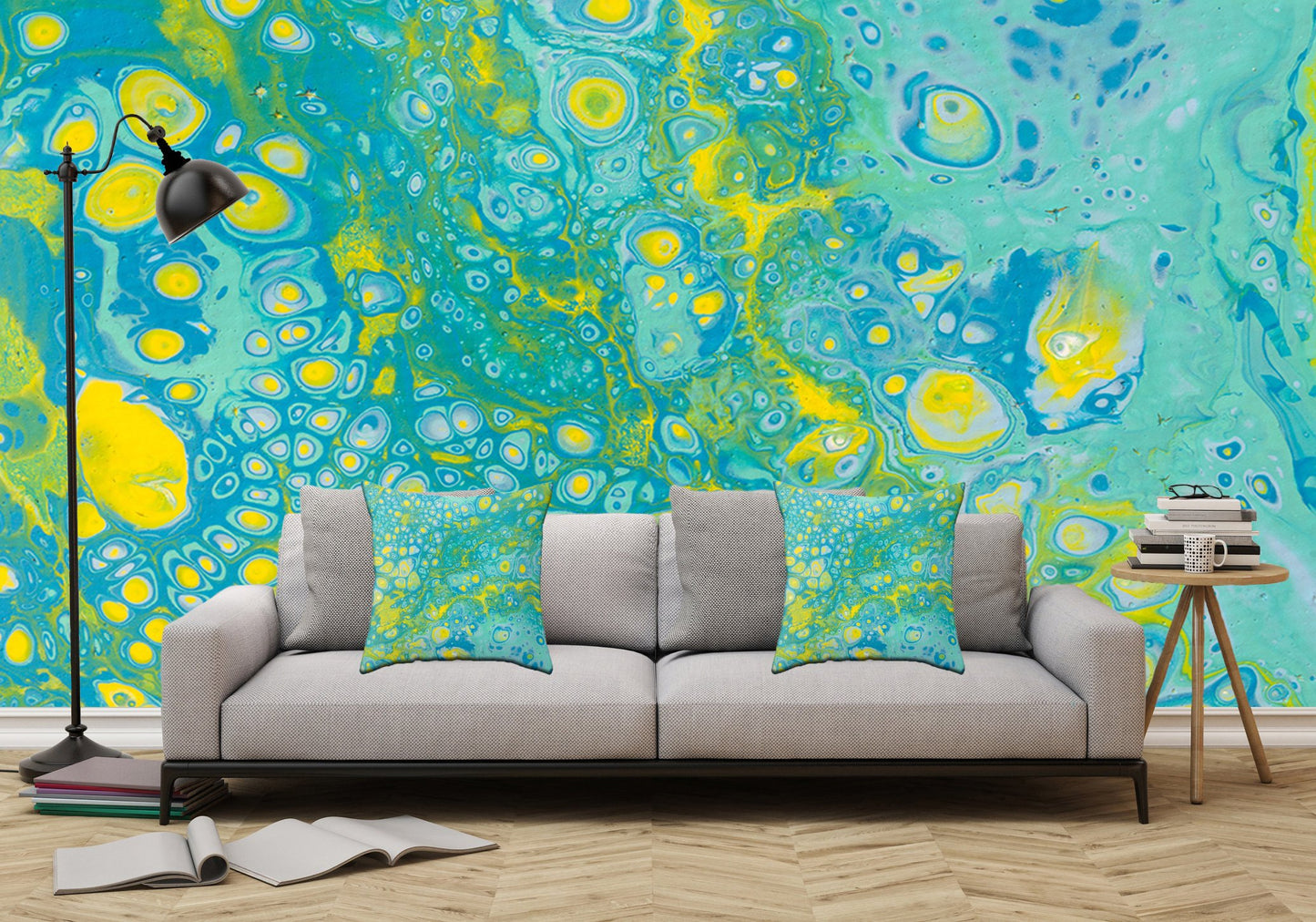 Removable Wall Mural - Wallpaper Abstract Artwork - Fluid Art Pour 35 - PIPAFINEART