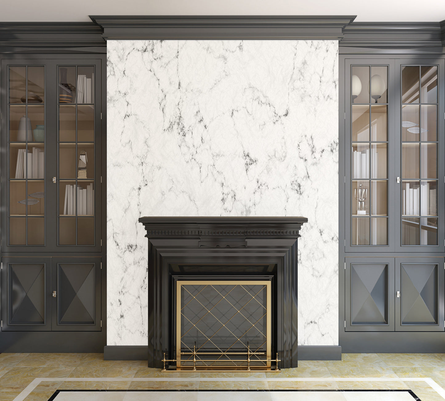 Marble Stone White, Black and Gray 2 Texture - Adhesive Wallpaper - Removable Wallpaper - Wall Sticker - Full Size Wall Mural - PIPAFINEART