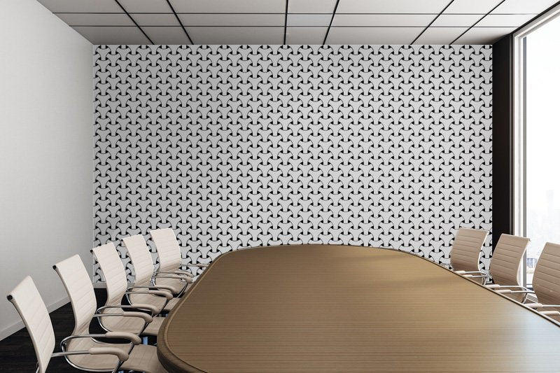 Black and White Basket Weave Circles Shapes- Adhesive Wallpaper - Removable Wallpaper - Wall Sticker - Full Size Wall Mural - PIPAFINEART