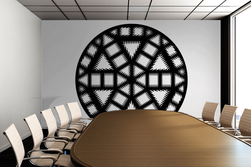 Single Black and White Pinwheel - Peel and Stick Removable Wallpaper Full Size Wall Mural - PIPAFINEART