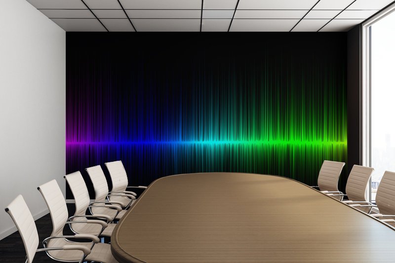 Rainbow Radio Waves - Peel and Stick Removable Wallpaper Full Size Wall Mural - PIPAFINEART