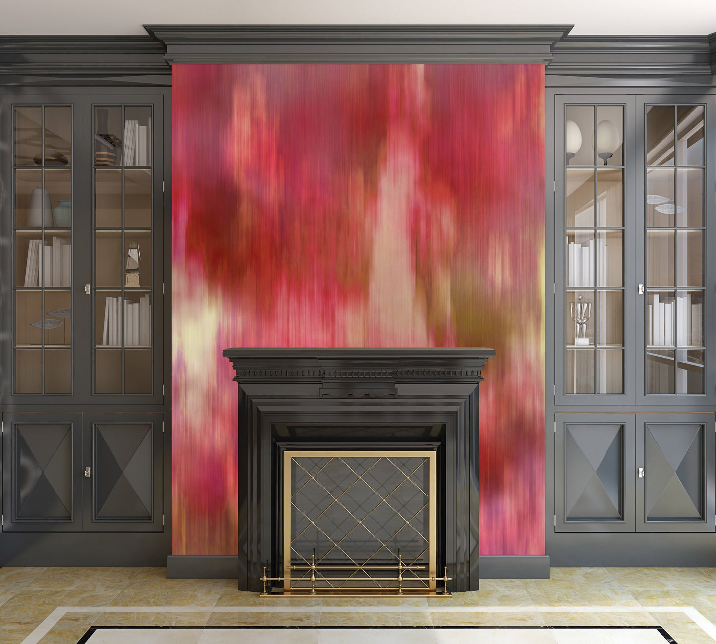 Red Fusion Illustration - Peel and Stick Removable Wallpaper Full Size Wall Mural - PIPAFINEART
