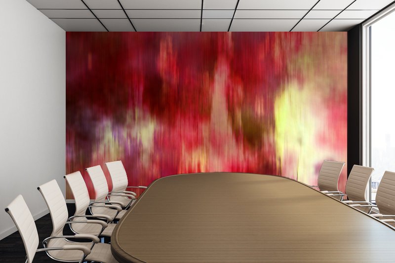 Red Fusion Illustration - Peel and Stick Removable Wallpaper Full Size Wall Mural - PIPAFINEART