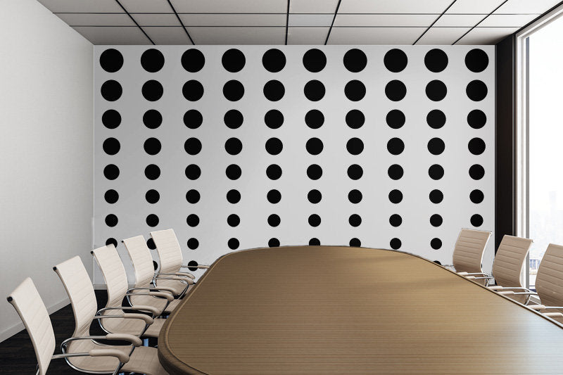 Reduced Black Dots on Solid White Illustration - Peel and Stick Removable Wallpaper Full Size Wall Mural - PIPAFINEART