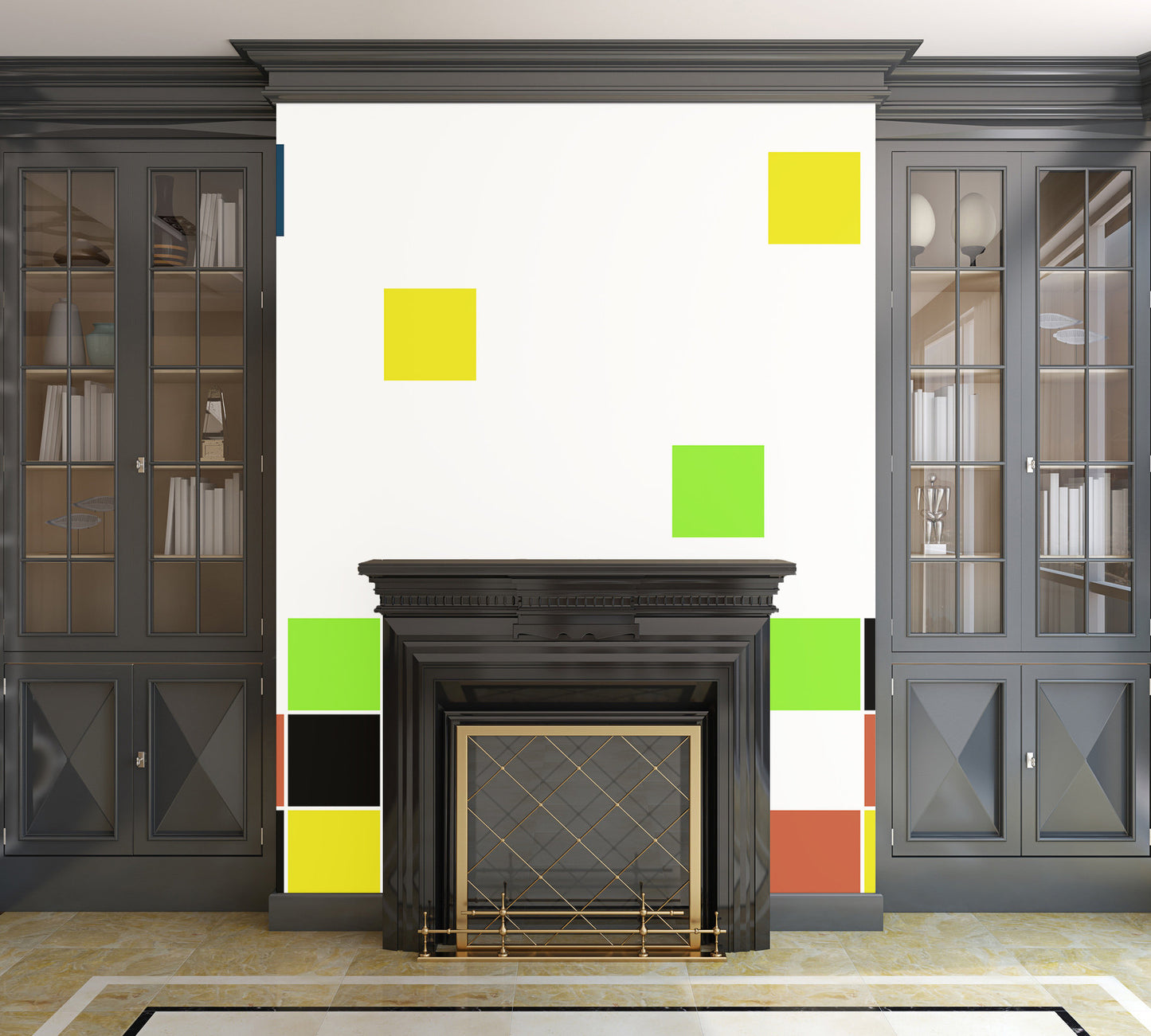 Retro Blocks - Peel and Stick Removable Wallpaper Full Size Wall Mural - PIPAFINEART