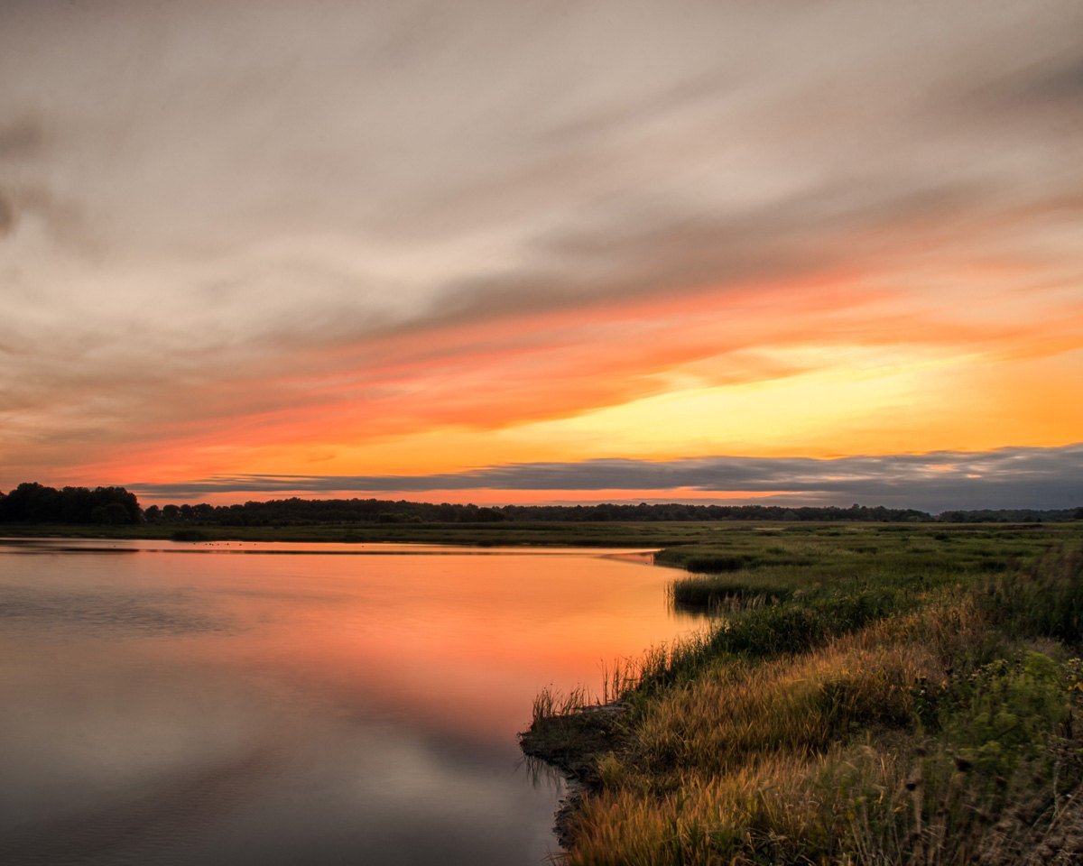 Sunset Over Woodland Marsh Landscape Photo Fine Art Canvas Wall Art Prints - PIPAFINEART