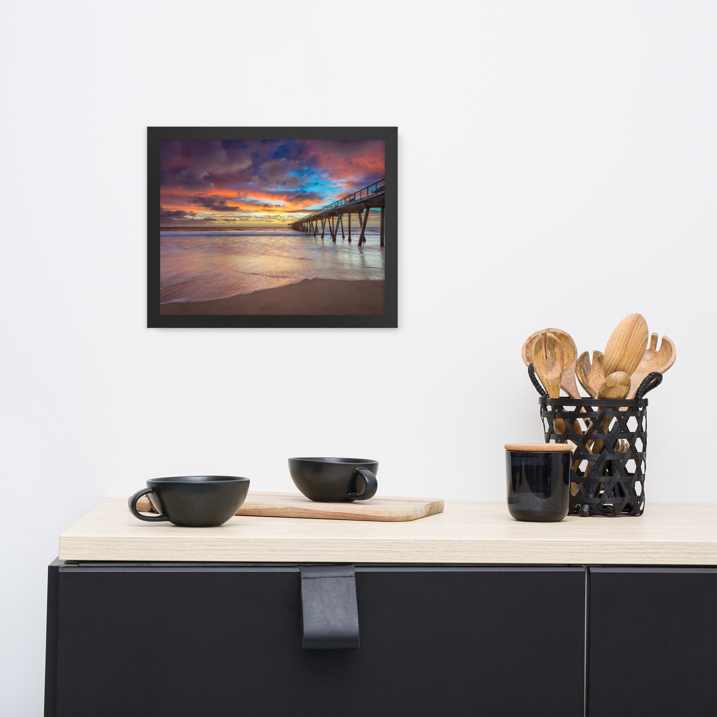 Dreamy Pier at Sunset Framed Wall Art Print