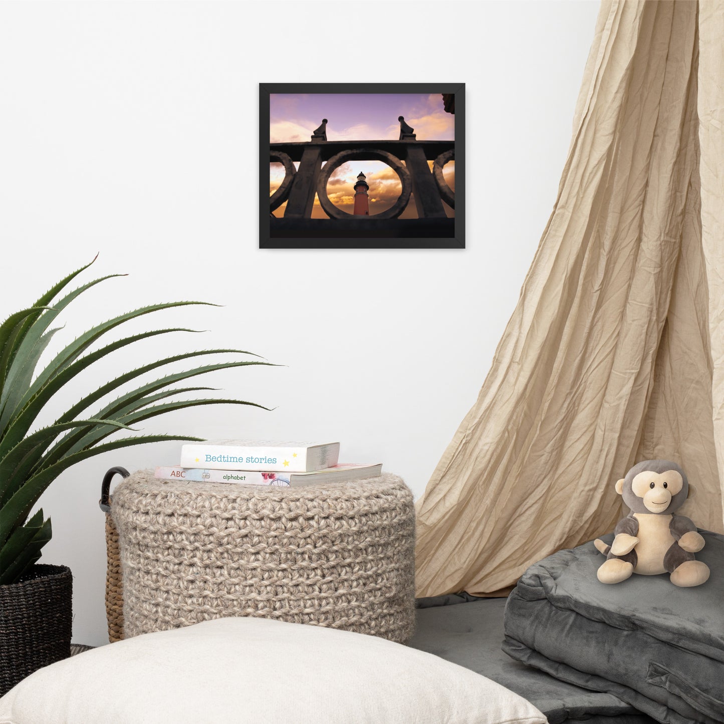 Ponce De Leon Lighthouse and Iron Fence Architectural Coastal Photo Framed Wall Art Prints