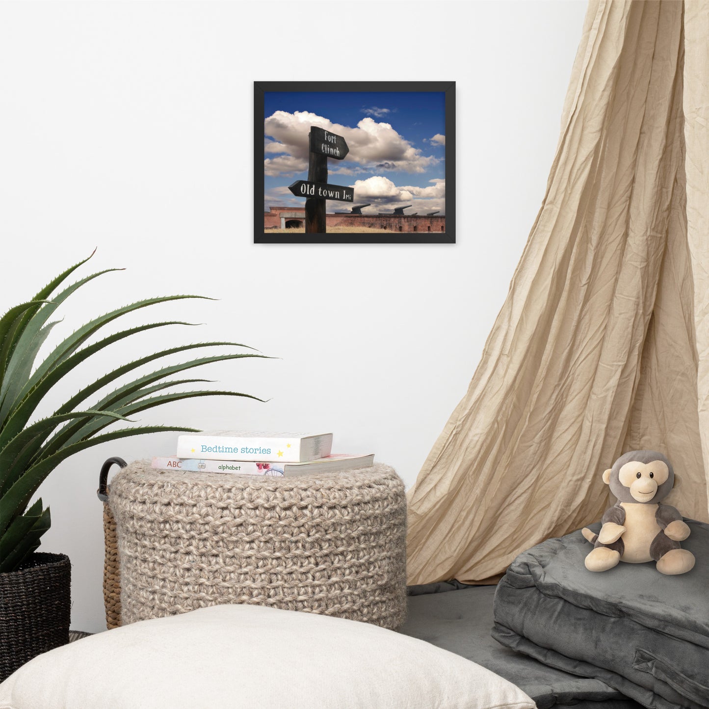Path Sign and Fort Clinch Urban Landscape Photo Framed Wall Art Print