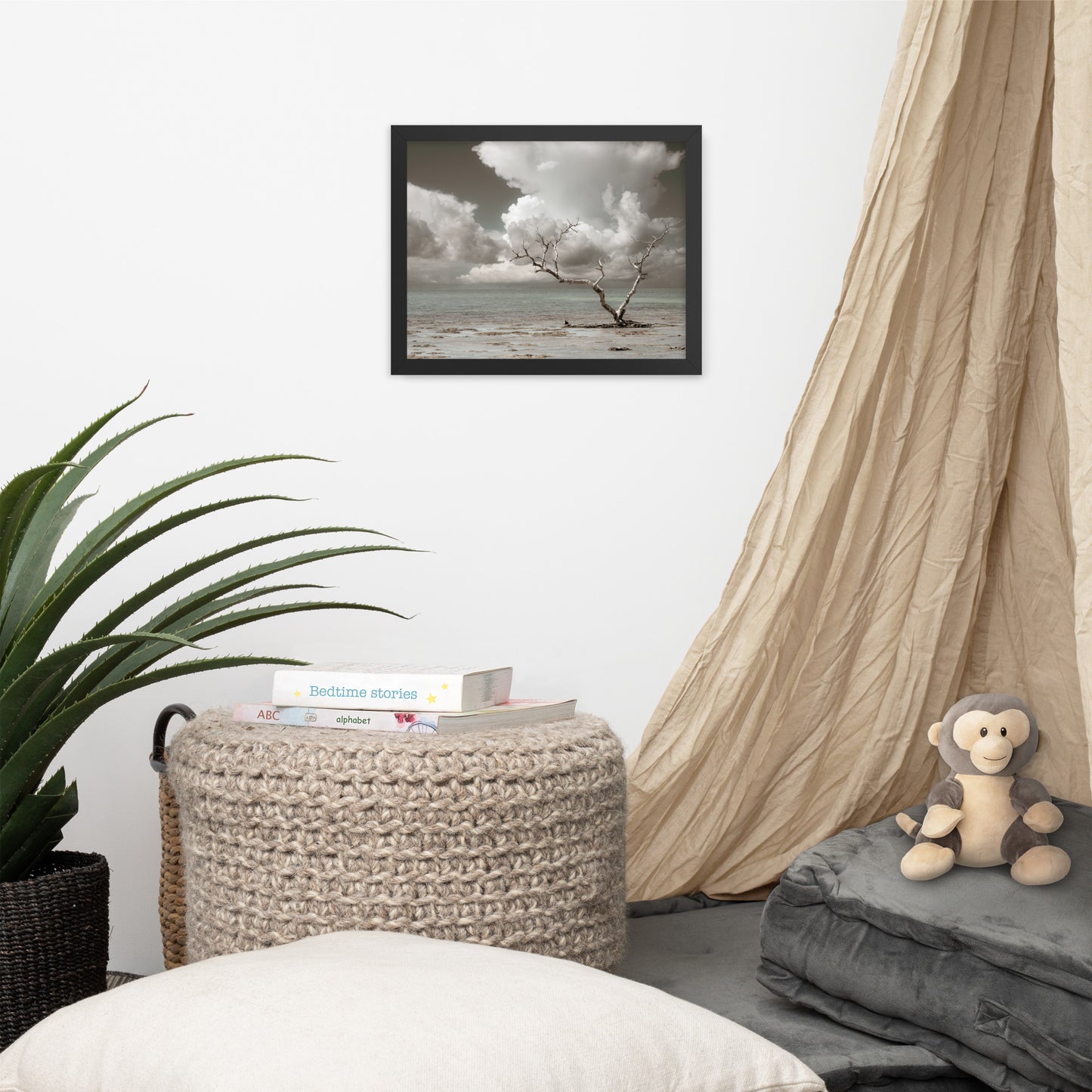 Wanderlust Aged and Colorized Coastal Landscape Photo Framed Wall Art Print