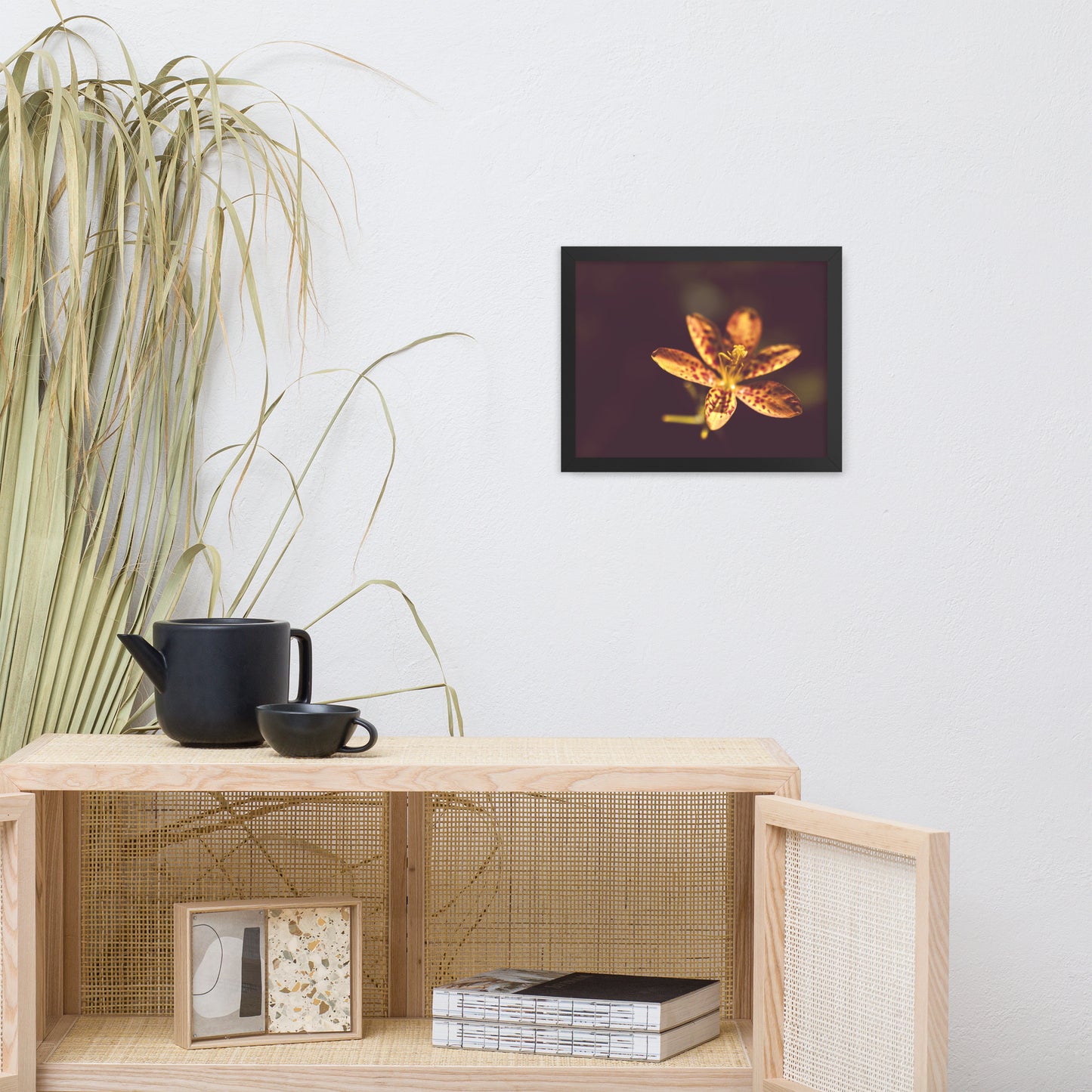 Dramatic Orange Leopard Lily Flower Floral Nature Photo Framed Wall Art Print