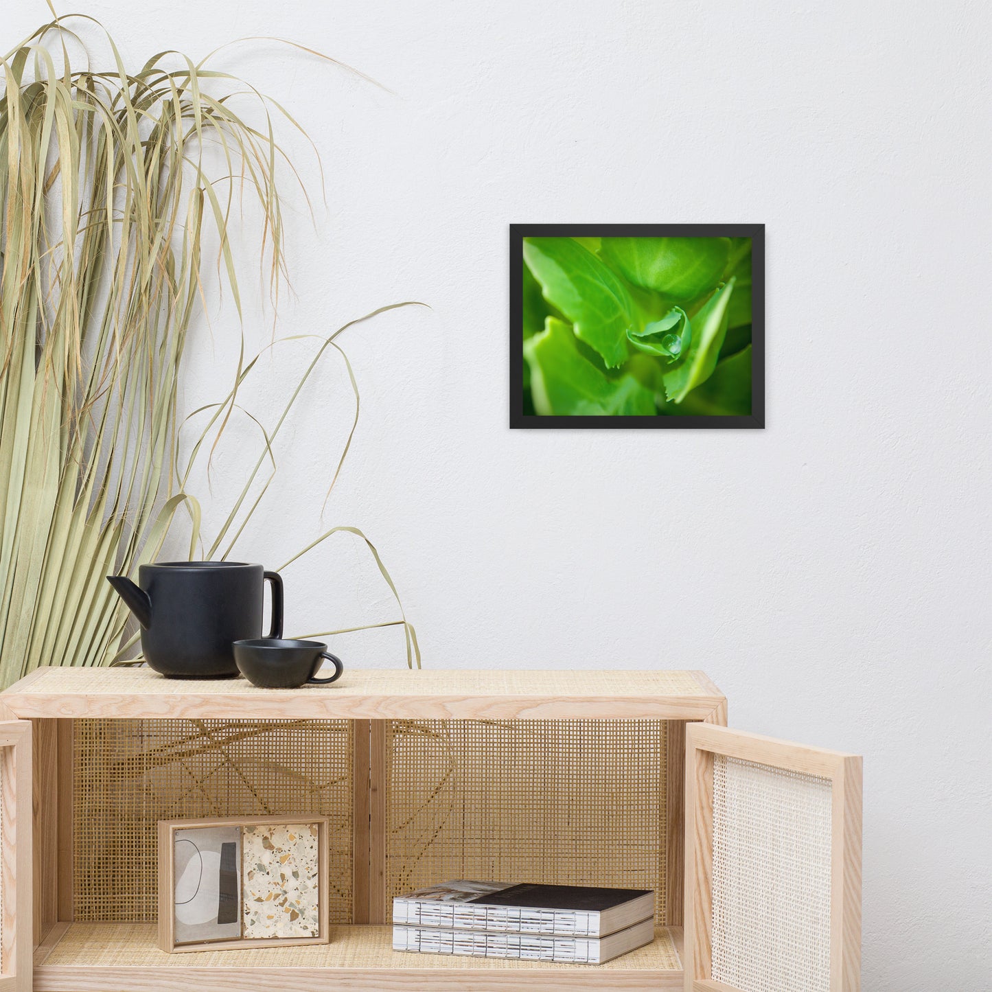 Cupped Droplet Botanical Nature Photo Framed Wall Art Print