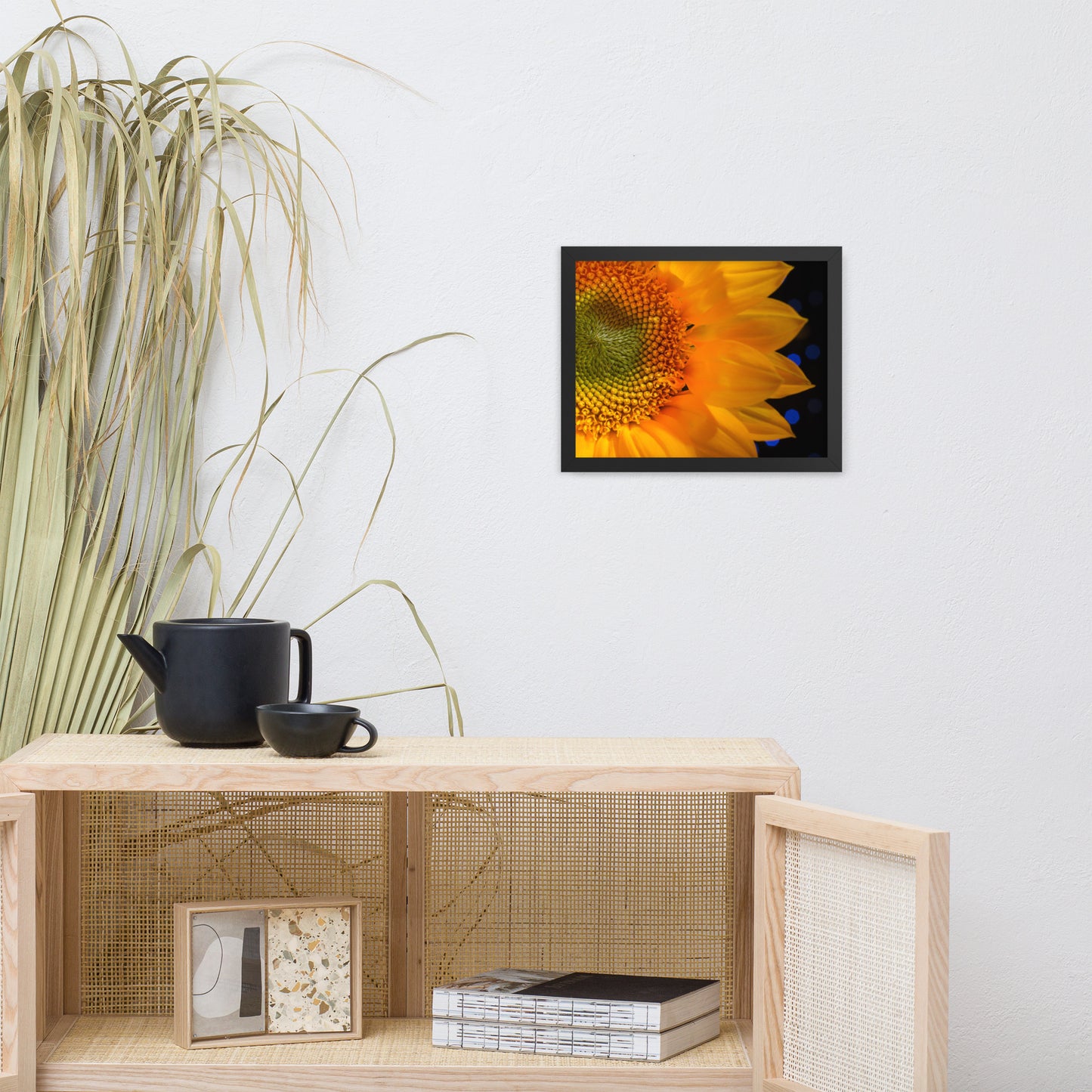 Close-up Sunflower Floral Nature Photo Framed Wall Art Print