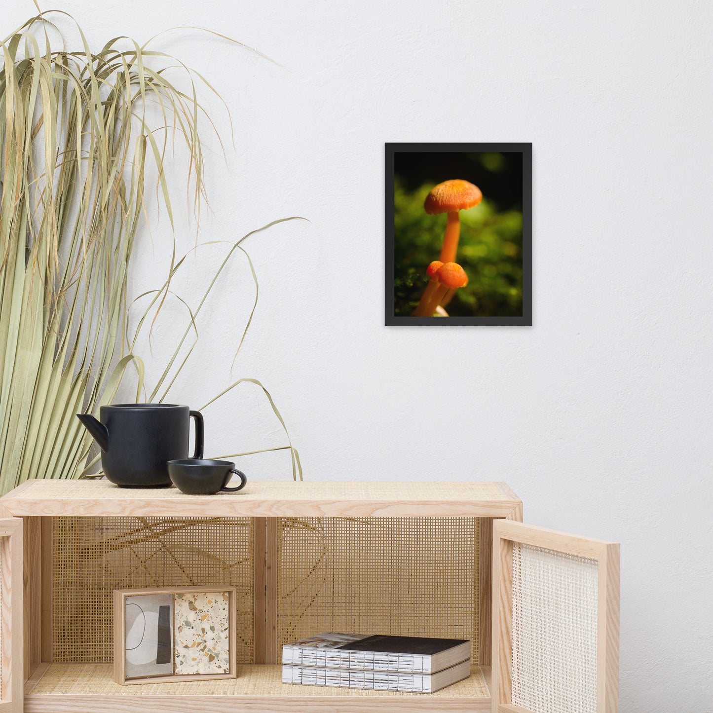 Button Top Mushrooms Botanical Nature Photo Framed Wall Art Print