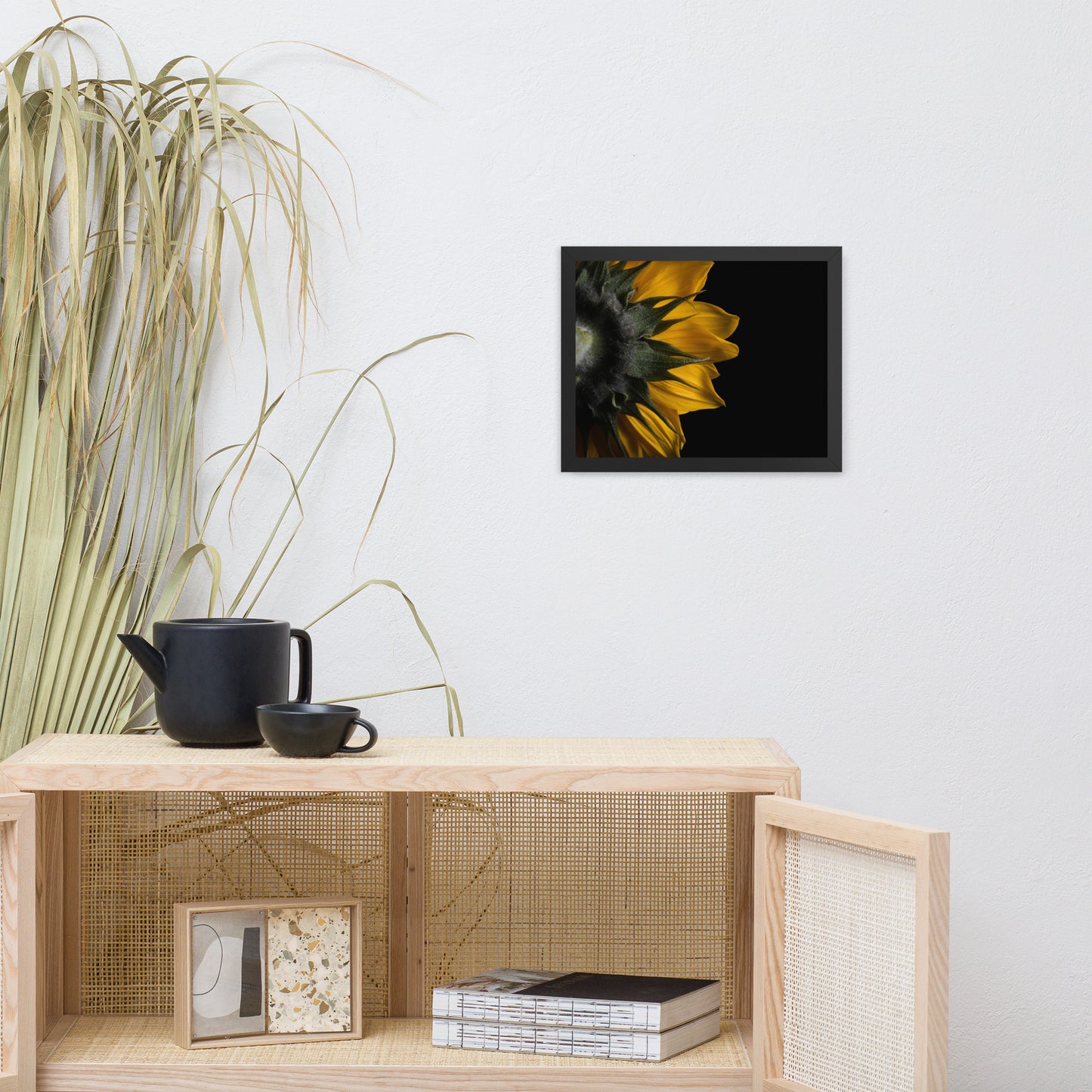 Backside of Sunflower Minimal Floral Nature Photo Framed Wall Art Print