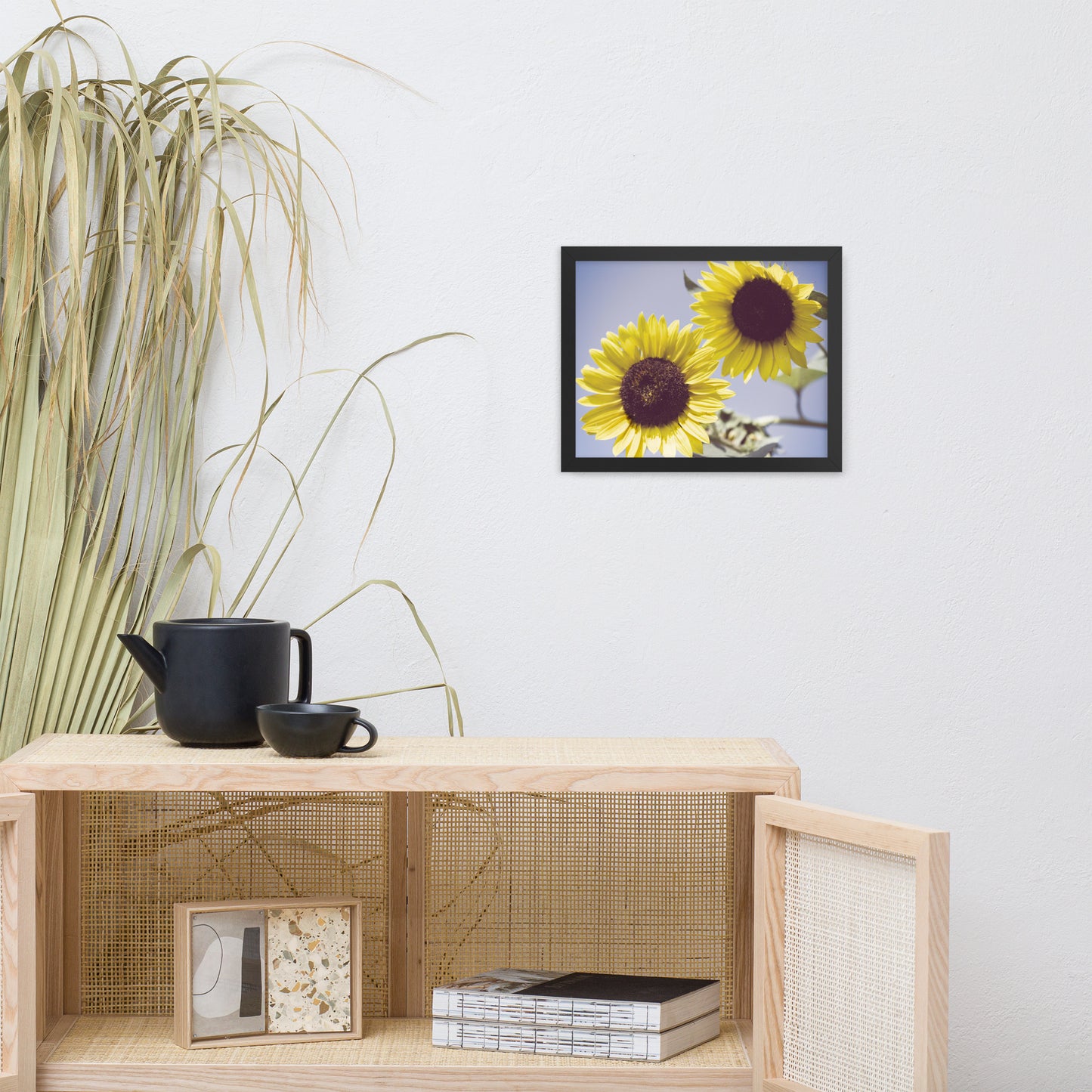 Moody Floral Wall Art: Aged Sunflowers Against Sky Abstract / Minimal / Rustic / Country / Farmhouse Style / Floral / Botanical / Nature Photo Framed Wall Art Print - Artwork - Wall Decor - Home Decor