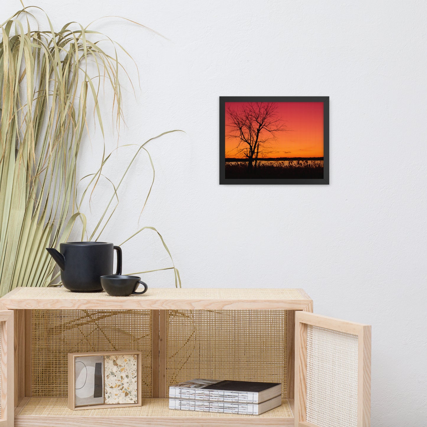 Burning Skies Rural Landscape Framed Photo Paper Wall Art Print