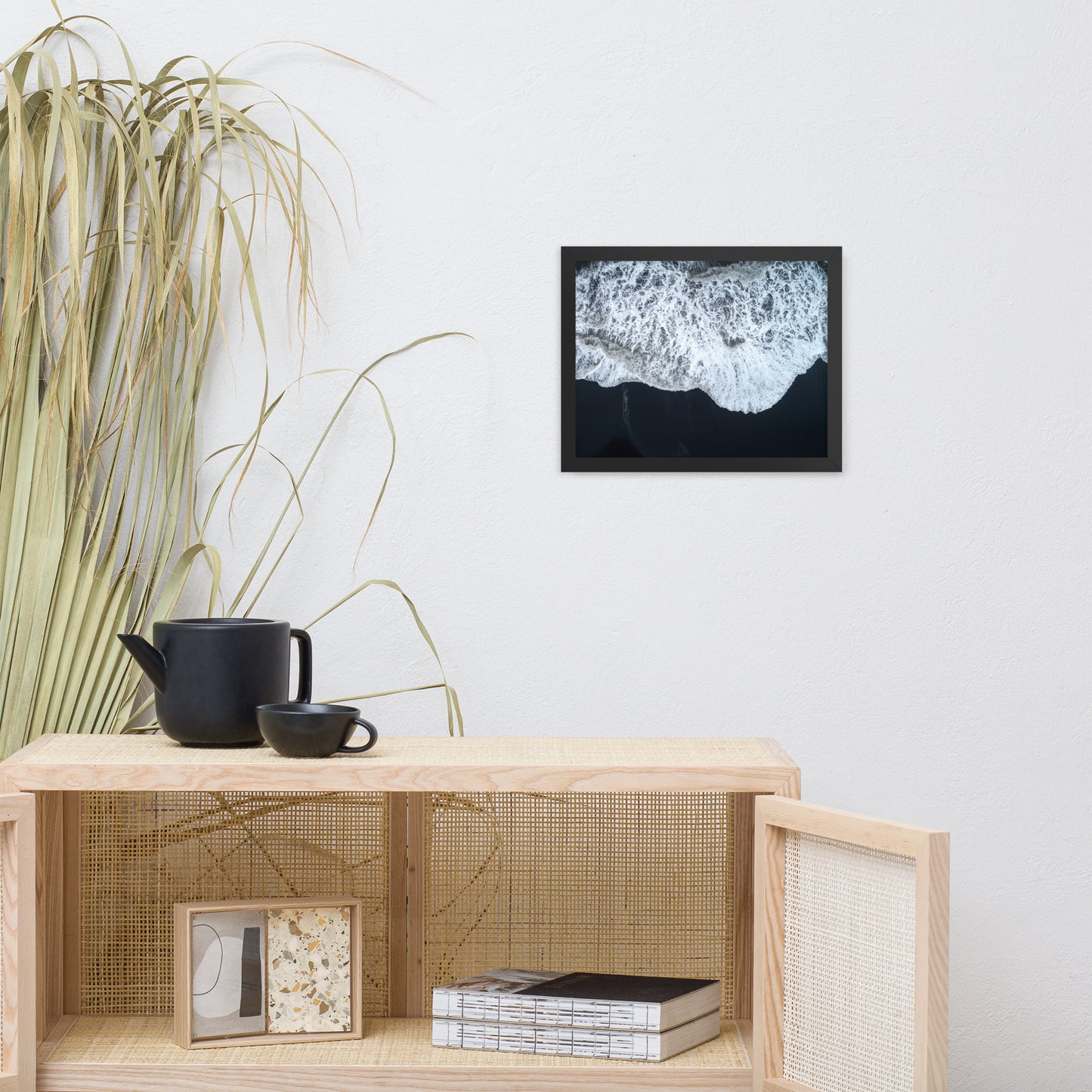 White Waters and Black Sand Coastal Landscape Framed Photo Paper Wall Art Prints