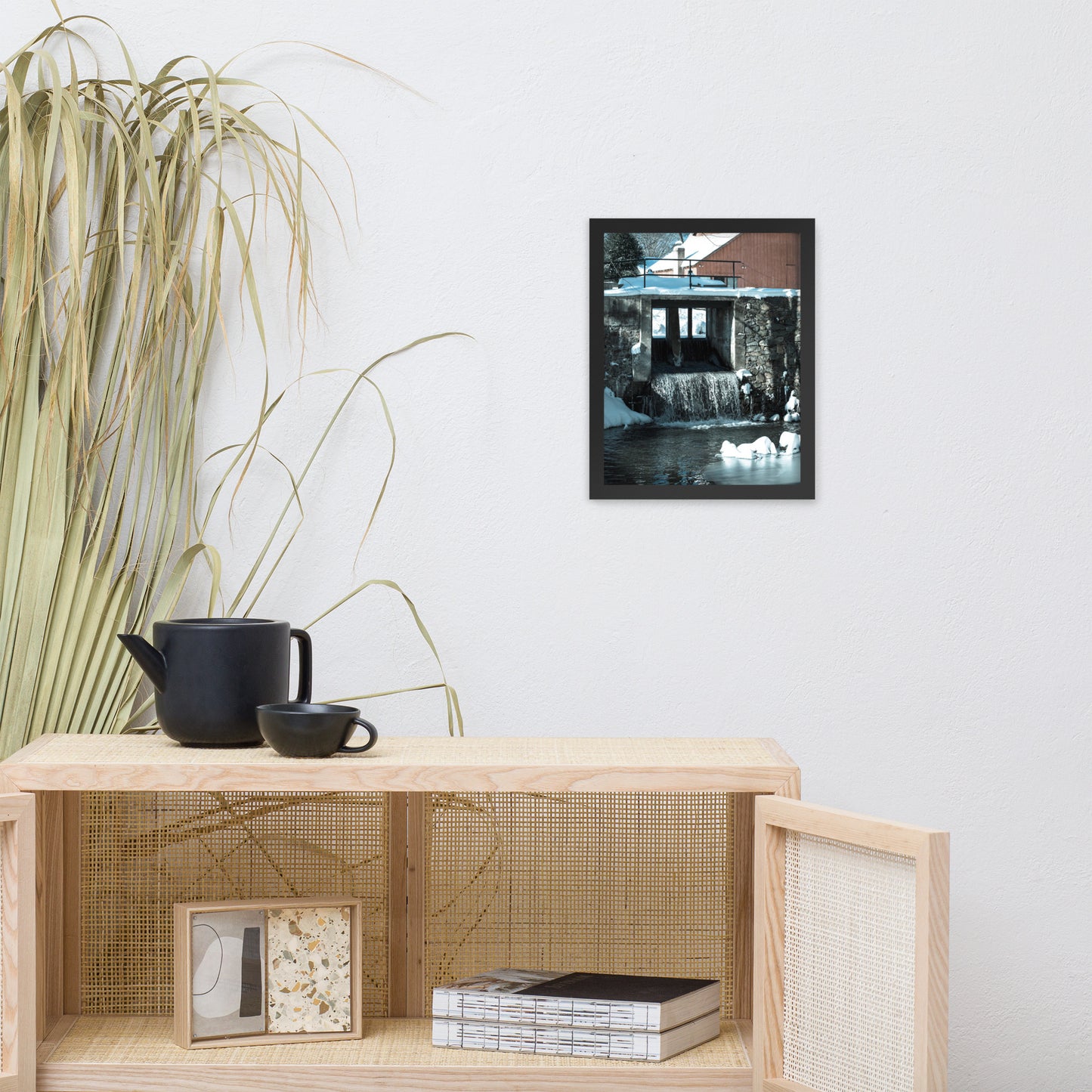 Winter Mill Rural Landscape Framed Photo Paper Wall Art Prints