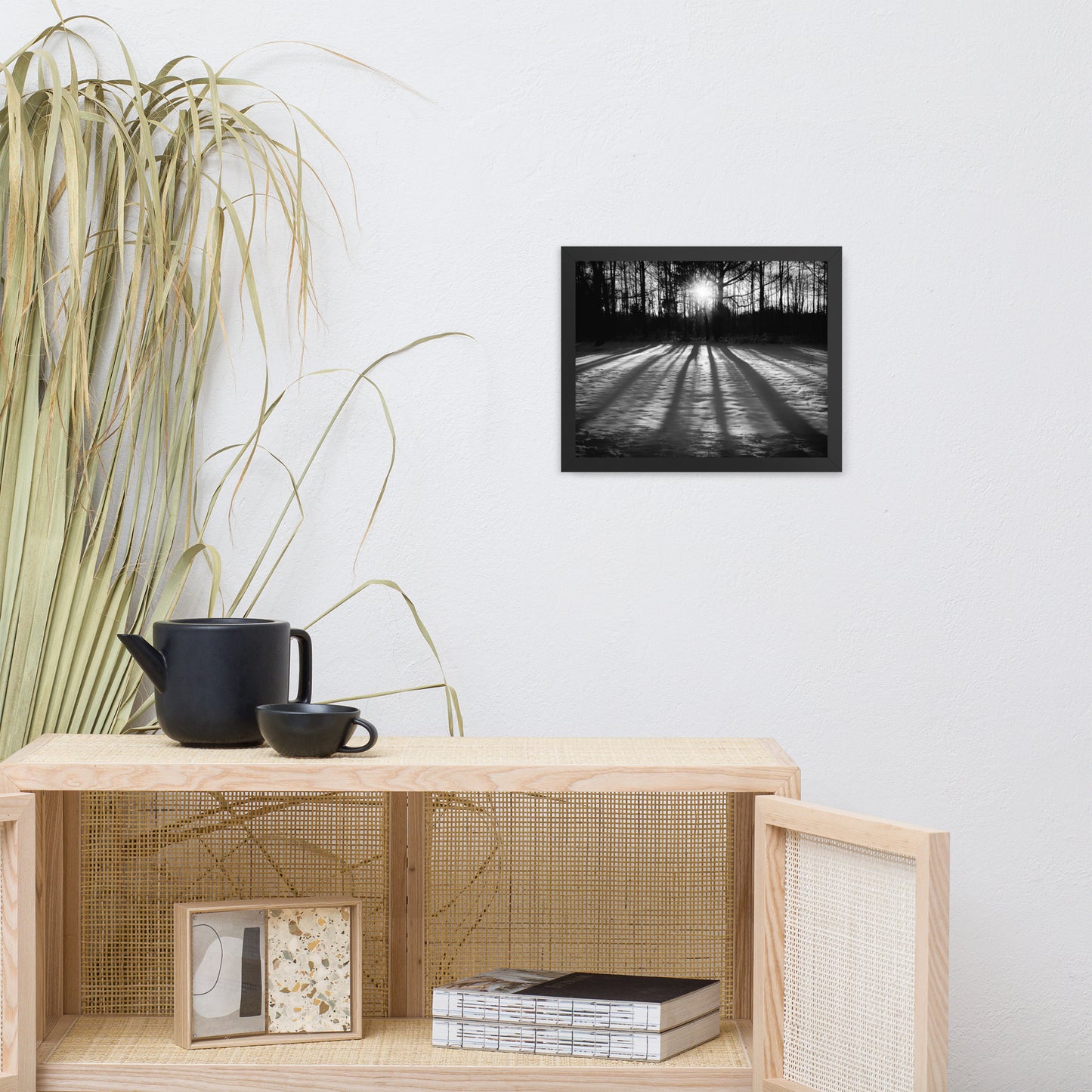 Winter Shadows from the Trees Black & White Framed Photo Paper Wall Art Prints