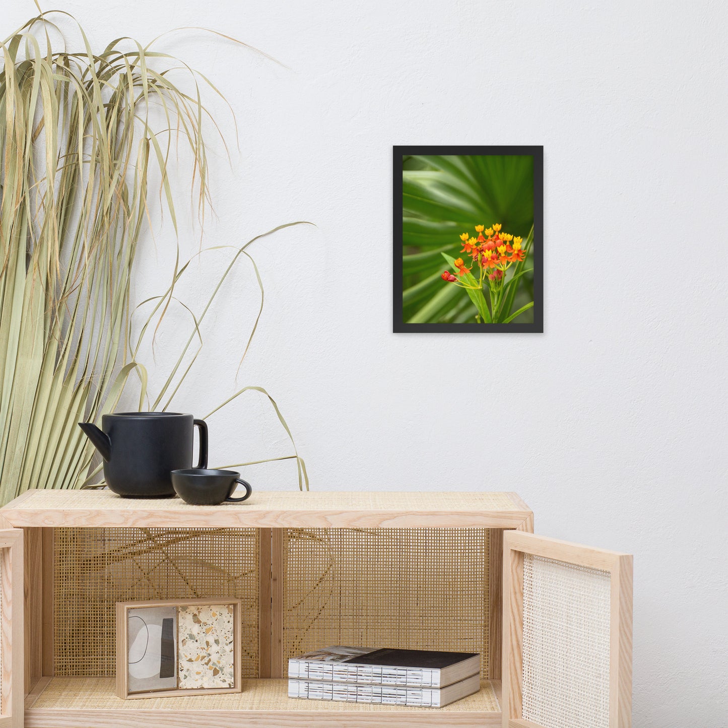 Bloodflowers and Palm Color Floral Nature Photo Framed Wall Art Print