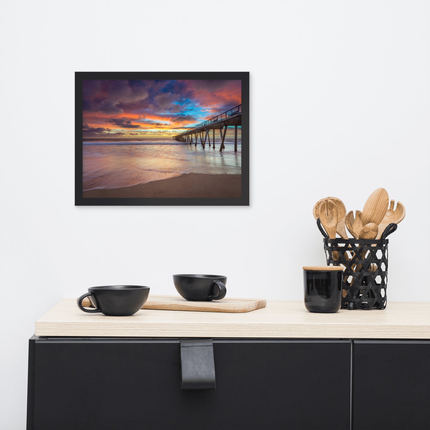 Dreamy Pier at Sunset Framed Wall Art Print
