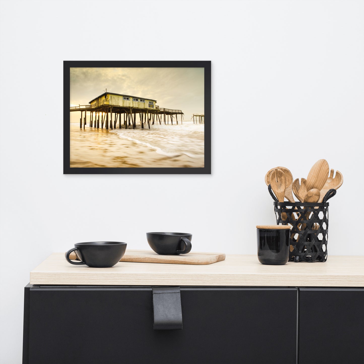 Abandoned Frisco Fishing Pier Coastal Landscape Photo Framed Wall Art Prints