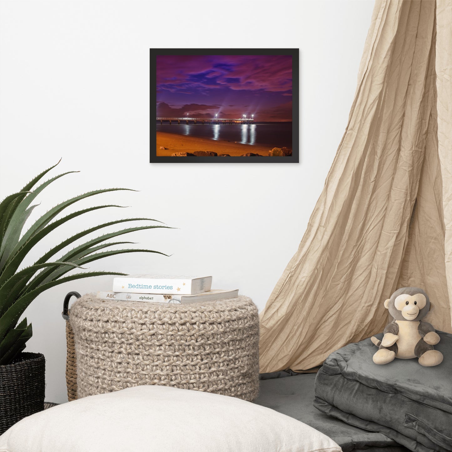The Pier At Woodland Beach Urban Landscape Photo Framed Wall Art Print